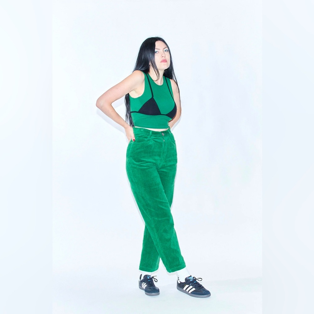 Unisex POISON GREEN Corduroy Grampa Trousers
